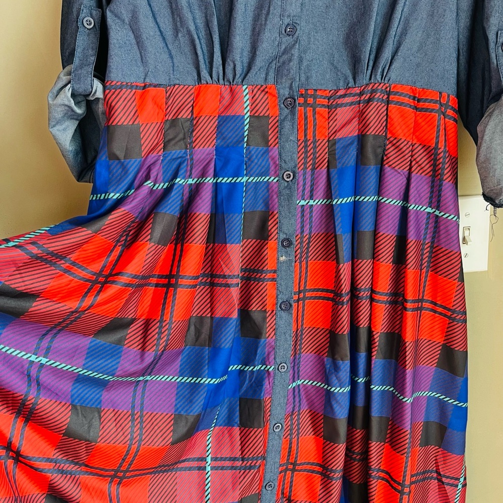 Wowo Plaid Red and Blue Women’s Dress Size 2X NWT - Picture 5 of 10